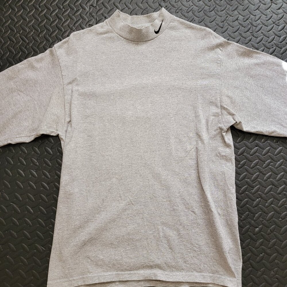 Nike Vintage 90s Y2K Era Mock Neck Long Sleeve T Shirt, Gray, Made in USA, Med - Picture 2 of 13